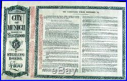 Germany 1953 City Munich UNC 100 Pounds Bond Share Loan Anleihe