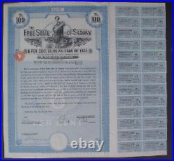 Germany 6% Free State of Saxony Loan of 100 £ to Bearer 1927 uncanc. + coupons