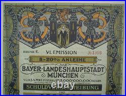 Germany, City of Munich 1000000 Mark 8-20% Bond to Bearer uncanc. + coupon sheet