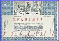 Getty Oil specimen stock certificate 1976 J. Paul Getty digital signature RARE