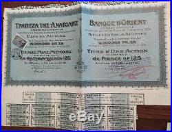 Greece 1906 Greek Bank Banque D Orient 125 Francs Or Gold NOT CANCELLED Bond