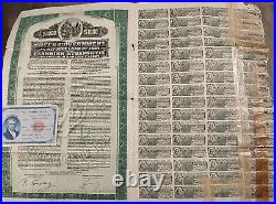 Greece 1924 Greek Government Refugee $ 1000 Dollars Gold Coupons Bond Loan Share