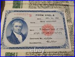 Greece 1924 Greek Government Refugee $ 1000 Dollars Gold Coupons Bond Loan Share