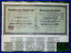 Greece Banque D'orient Gold Share Of 1250 Frs 1911 No Canceled With Coupons