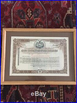 Gustav Stickley The Craftsman Stock Certificate Framed