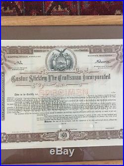 Gustav Stickley The Craftsman Stock Certificate Framed