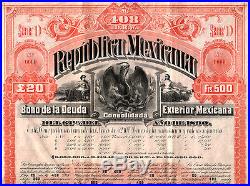 HUGE MINT MEXICO 1890 EXTERNAL LOAN SPECIMEN All 60 Coups! ONLY 1 KNOWN cv $2500