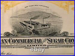 Hawaiian Commercial And Sugar Company Limited Specimen Stock Certificate Scarce