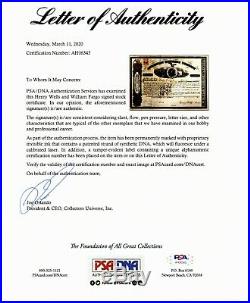 Henry Wells William Fargo WELLS FARGO Signed AMEX Stock Certificate1865 PSA/DNA