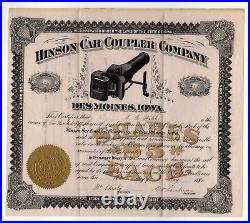 Hinson Car Coupler Co. Stock Certificate