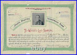 ILLINOIS 1893 The Woman's Land Syndicate Bond Stock Certificate South Waukegan