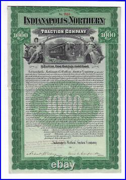 INDIANA 1902 Indianapolis Northern Traction Company Bond Stock Certificate ABN