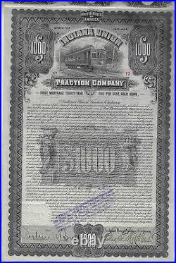 INDIANA 1903 Indiana Union Traction Company Bond Stock Certificate #17
