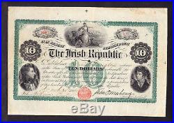 IRELAND / IRISH REPUBLIC $10- FENIAN LOAN 1866 JOHN O'MAHONY Litera F