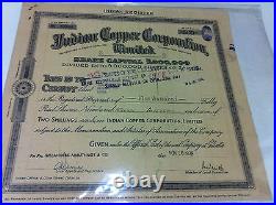 Indian Copper Corp Calcutta Eq 500 Stock Share Certificate Rev India 1938