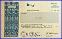 Intel semiconductor chip manufacturer tech company stock certificate
