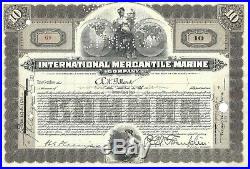 International Mercantile Marine Company (imm). 1911 Common Stock Certificate