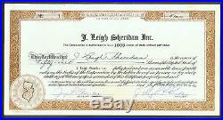 J. Leigh Sheridan Inc. (nj) Certificate # 1 / Nat'l Hero Dog Hall Fort Myers