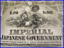 Japan 1907 Imperial Japanese Rothschild Signed 20 Sterling Bond Loan Waterlow