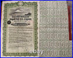 Japan 1910 Government Gouvernement Imperial 500 Francs Coupons Bond Loan Emprunt