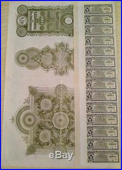 Japanese 1907 Imperial 20 Pounds Rothschild Signed EXTRA RARE UNC Bond Loan VFC