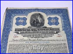 Kingdom Of Roumania Monopolies100$ 1929 Gold Bond With 40 Coupons