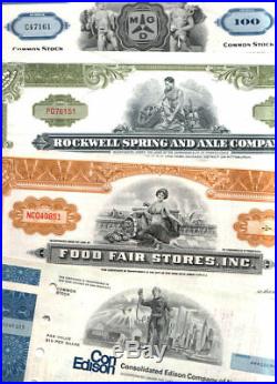 LOT 3000 RARE VINTAGE PICTORIAL US STOCK CERTIFICATES @ 9c! LOWEST PRICE on EBAY