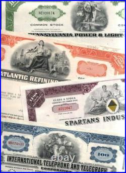 LOT(S) of 1000 RARE VINTAGE PICTORIAL US STOCK CERTIFICATES 19.9c! 100 X 10 DIFF