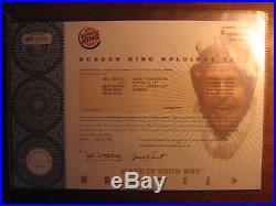 LOW # 770 EARLY BURGER KING STOCK CERTIFICATEMcdonalds/Wendys/Collectable/Art