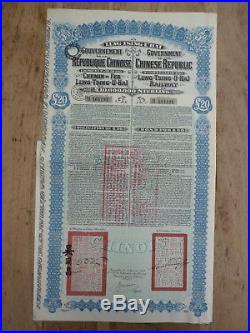 LUNG-TSING-U-HAI Railway, Gold Loan of 1913, Superpetchili, with 2 Certificate