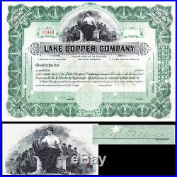 Lake Copper Company MI 19- unissued Stock Certificate signatory Wm. A. Paine