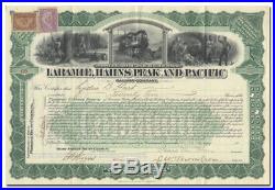 Laramie, Hahns Peak and Pacific Railway Company Stock Certificate (Very Rare!)