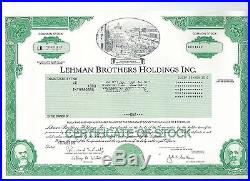 Lehman Brothers stock certificate 2008 Original Genuine Authentic FREE SHIPPING