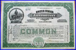 Lexington/United States Automotive Corp. 1920 Car Stock Certificate withMinute Man
