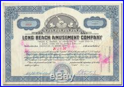 Long Beach Amusement Company Stock Certificate The Pike