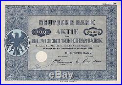 Lot 100 Deutsche Bank Berlin Düsseldorf ungelochte historische Aktien 1952 Abs