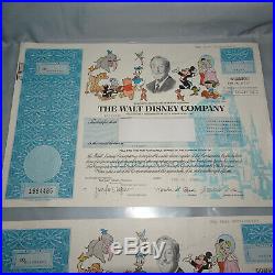 Lot (2) CONSECUTIVE 1986 THE WALT DISNEY COMPANY STOCK CERTIFICATE(S) TWO SHARES