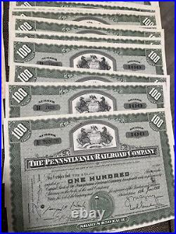 (Lot of 140) Pennsylvania Railroad Co Stock Certificate State Seal, 2 Color WOW