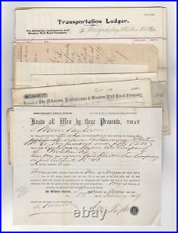 Lot of 400+ Misc. Documents and Delaware, Lackawanna Western RR Checks 1886