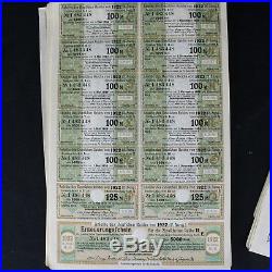 Lot of 92 1922 German Bonds Uncut Sheets of 13 Coupons 5000 Mark Berlin History