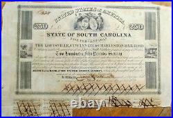 Louisville, Cincinnati & Charleston Railroad' 1838 Stock/Bond Certificate-SC/KY