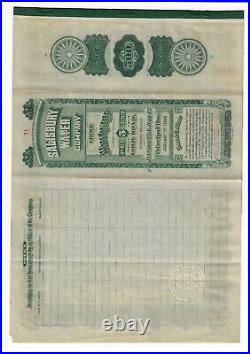 MARYLAND 1906 Salisbury Water Company Bond Stock Certificate #71