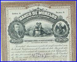 MEXICO B/15a BANCO DE MORELOS diez acciones de $1,000 pesos de 1903