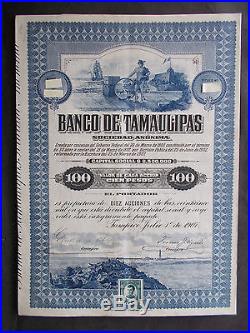 MEXICO BANCO DE TAMAULIPAS Pesos 1000- 1907 NOT CANCELLED