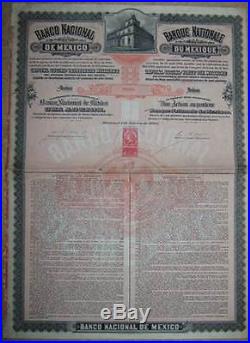 MEXICO Banco Nacional de Mexico $100 Bond Share 1904 +cp Umbrella +SCRIPOTRUST