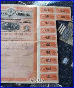 MEXICO CIA MINERA Concepcion en Catorce Acción $1 de 1888 /2375 San Luis Potosi