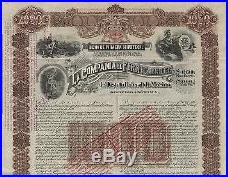 MEXICO FEDERAL RAILWAY CO stock certificate 1896 MORTGAGE BOND $1000 IN SILVER