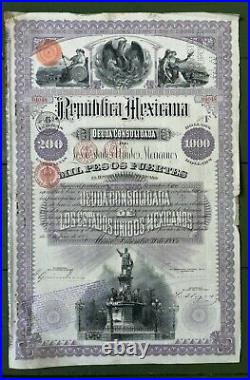 MEXICO Republica Mexicana Deuda Consolidada 31 Diciembre 1885 1000 $