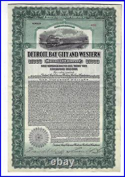 MICHIGAN 1912 Detroit Bay City & Western Railroad Company Bond Certificate