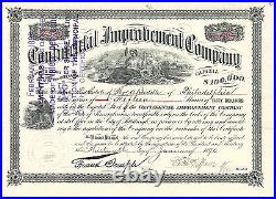 MICHIGAN The Continental Improvement Co Stock Certificate 1890 Grand Rapids